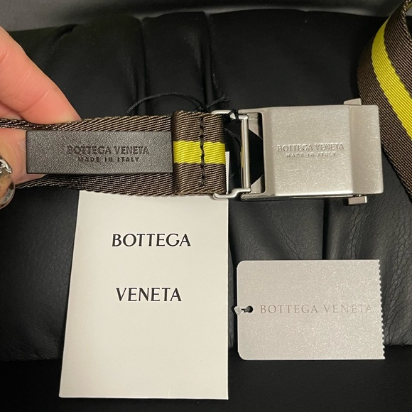 NWT Unisex One Size Bottega Veneta Leather-trim Grosgrain Stripe Belt In Brown - Picture 8 of 10